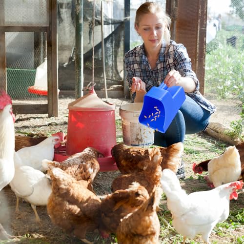 Baderke 6 Pcs Plastic Feed Scoop Enclosed Feed Scoop with Measure Marks Heavy Duty Durable Stackable for Horse Goat Ranchers Livestock Homesteaders Feeding Supplies (Blue) - color: Blue