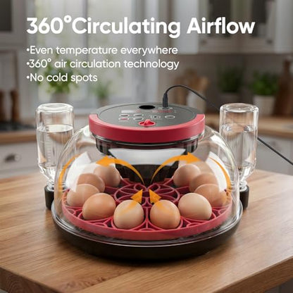 LARKBIRD Incubators for Hatching Eggs - 12 Egg Incubator with Automatic Egg Turning and Humidity Control, 1080P HD Camera & APP Controlled, for Chickens/Duck/Quail/Pigeon Eggs