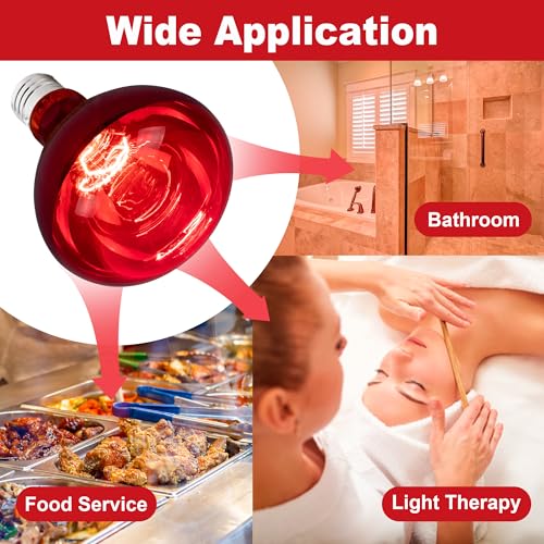 4 Pack 250W Heat Lamp Bulbs for Chicks, R40 Red Heat Lamp for Chickens, Infrared Heating Bulbs for Brooder Heater, I Incandescent Heat Bulb for Pet, Bathroom, Food