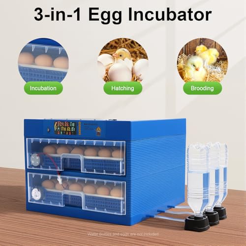 Incubators for Hatching Eggs, 128 Eggs Incubator Automatic Hatcher with Egg Turning and Humidity Control 80W for Chicken Duck Goose Bird Quail Pigeon Poultry Egg Incubator - style: 128-Egg Poultry Hatcher