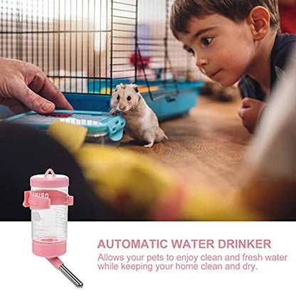 STOBOK 2pcs Hamster Drinking Fountain Hamster Feeding Bottle Bunny Drinking Bottle Water Feeding Equipment Bunny Water Feeder Bunny Dispenser Cat Automatic Stainless Steel Pink Guinea Pig