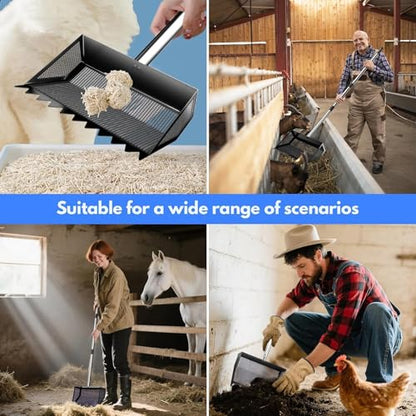 Ergonomic Rubber Grip Manure Scooper for Elderly Users Adjustable 35 65 Inch Stainless Handle for Back Chicken Coops Rakes Scooper with Long Handle - color: C