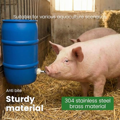 6 Pack Pig Nipple Waterer for Barrel Kit, Stainless Steel Automatic Pig NippleDrinkers Kit with Leak Proof Tank Connector, Piglets Nipple Feeders for Goat Swine Livestock(11 Pieces,White)