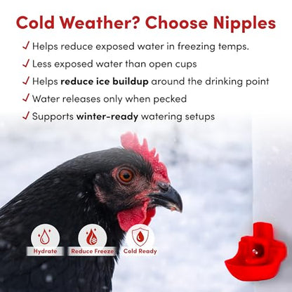 RentACoop 32oz (1 Liter) Automatic Drinker - BPA-Free Chick Waterer with Auto-Fill Cup and Horizonal Nipple - Suitable for Chicks, Quail, Pigeons, Doves, and Other Smaller Birds