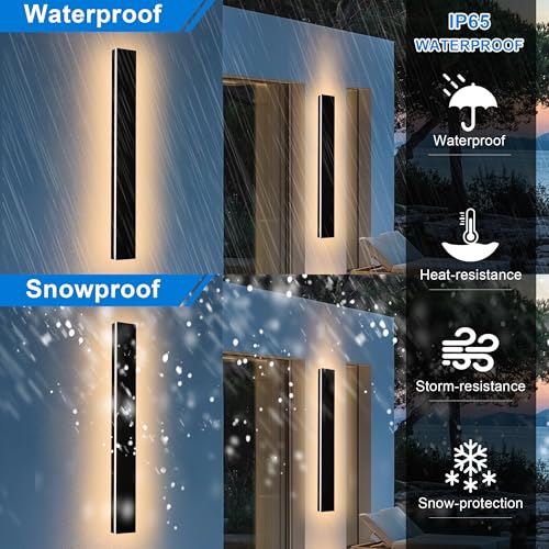 2PCS 40in Long LED Outdoor Wall Lights Dimmable Outdoor Wall Sconce 30W LED Linear Exterior Light Fixture for House Garage Courtyard, 3000K-6000k, Suit for US Standard Junction Box - size: 40in