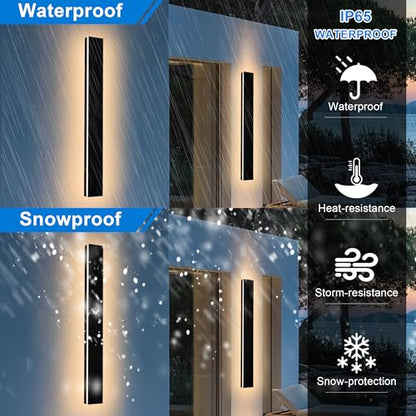 2PCS 40in Long LED Outdoor Wall Lights Dimmable Outdoor Wall Sconce 30W LED Linear Exterior Light Fixture for House Garage Courtyard, 3000K-6000k, Suit for US Standard Junction Box - size: 40in