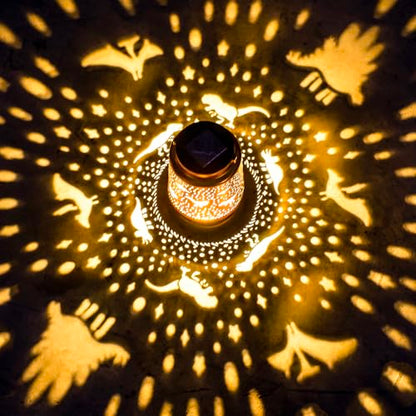 Dinosaur Solar Lanterns Outdoor Waterproof Hanging Solar Lights Dinosaur Gifts for Women Men Metal Decorative LED Dinosaur Lanterns for Garden Decor,Yard,Patio,Lawn,Tabletop,Pathway,Landscape - style: Dinosaur