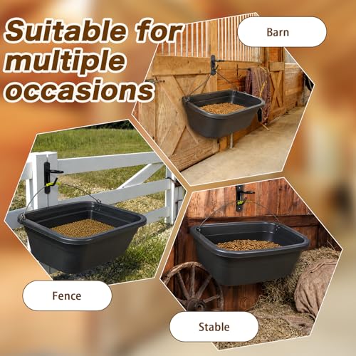 Tudomro 16 Pcs Equestrian Bucket Hook Hangers, Metal Hooks for Horse Water and Feed Buckets with 32 Screws for Stable, Barn, Farmhouse Supplies(Black) - color: Black