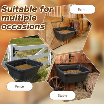 Tudomro 16 Pcs Equestrian Bucket Hook Hangers, Metal Hooks for Horse Water and Feed Buckets with 32 Screws for Stable, Barn, Farmhouse Supplies(Black) - color: Black