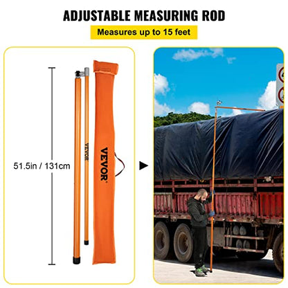 VEVOR Height Stick for Trucks, 15 FT Load Height Measuring Stick with Carrying Bag, Non-conductive Truck Stick with Adjustable Pole for rucks, Car Haulers - size: 15ft