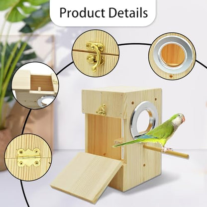 kathson Parakeet Nesting Box Transparent Bird House Bird Nest Box for Cage Parrot Nesting Boxes Wooden Breeding Box for Cockatiel Lovebirds Budgie Finch Canary(S) - size: [M:7.9 x 4.7 x 4.7 lnches]