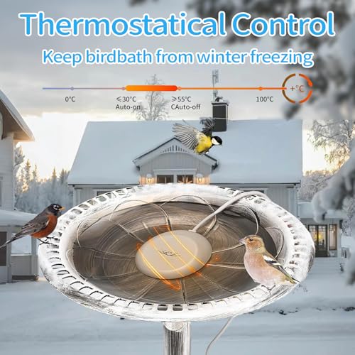 Bird Bath Heaters for Outdoors in Winter, Upgrade 10ft Cord 80w Birdbath Water Heater for Thermostatically Control, Bird Bath Pond Deicer Full-Covered Aluminum for Heated Chicken Duck Farm Trough