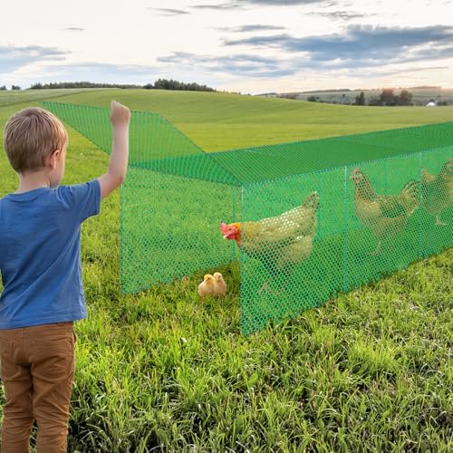 Chicken Tunnel for Outside, 10FT 3 in 1 Metal Chicken Coop and Runs, Foldable Pull-Form Design Chicken Tunnels Runs, Poultry Pen Enclosure for Backyard Farm Yard