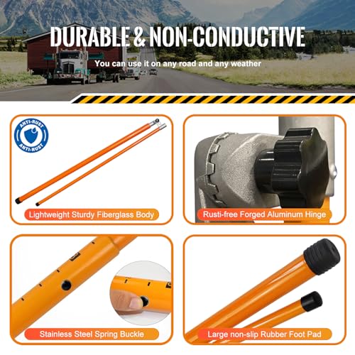 15 ft Height Stick for Semi Trucks, Telesopic Load Height Measuring Sticks with Portable Bag & Folding Cross Pole, Heavy Duty Haul Carrier Essential Tool for Oversize Trailer, Car Haulers