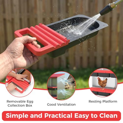 Garvee 6-Hole Chicken Nesting Box with Removable Lid, Metal Chicken Coop with Roll Away Design/Easy Egg Collection/Ventilation Holes, for Chicken Coops, Duck Coops and Hens (RED) - color: RED, size: 6-Hole