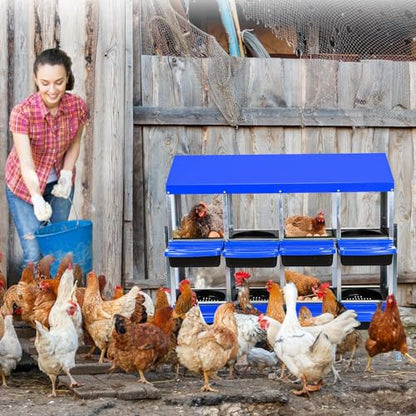Chicken Nesting Box, 8 Compartment Roll Away Design for High-Volume Egg Collection and Easy Wall Mounting with Metal Legs - color: Blue, size: 8 holes with legs