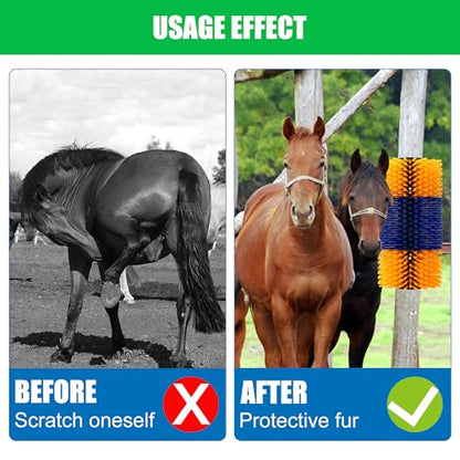 Livestock Scratching Brush, 2-Pack for Horse Grooming, Help Soothe Itching on the Back of Livestock Cattle Scratcher for Goat, Cow, Sheep, Pig and Other Animals