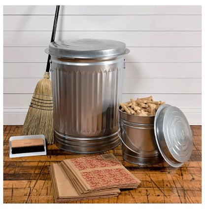 31 Gallon Steel Trash Can - Galvanized Steel Indoor/Outdoor Bin with Lid & Handles - Heavy Duty Rodent Proof Waste Container for Yard, Trash, Pet Food
