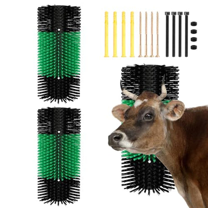 2psc Livestock Scratching Brush with 8 Screws – Cattle and Horse Grooming Brushes, Itch Relief for Horse, Goat, Cattle，Cow,Sheep， and Pig，Animal Back Scratching – Black & Green - size: 2pcs