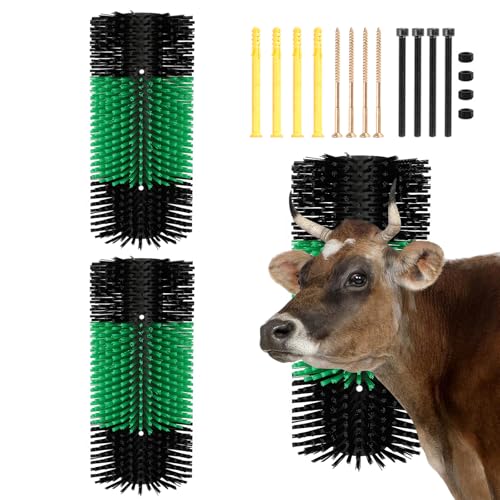 2psc Livestock Scratching Brush with 8 Screws – Cattle and Horse Grooming Brushes, Itch Relief for Horse, Goat, Cattle，Cow,Sheep， and Pig，Animal Back Scratching – Black & Green - size: 2pcs