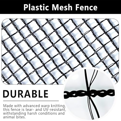 5x100ft Deer Fence Netting, Plastic Mesh Fence Heavy Duty Garden Fence Animal Barrier Garden Netting for Plants Fruit Trees Vegetables Against Deer, Birds, Rabbits, Chickens and Other Animals, Black - color: Black, size: 5x100ft