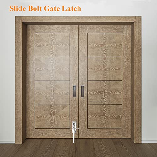 10in Slide Bolt Gate Latch 304 Stainless Steel Barrel Bolt Latch Heavy Duty Door Security Lock Thickened Door Latches Hardware with Mounting Screws for Barn Fence Shed Basement - color: 10in Silver
