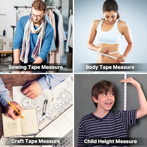 4 Pack Retractable Measuring Tape，60-Inch 1.5 Meter Tape Measures Dual Sided Flexible Ruler for for Body Measurements Craft Fabric Cloth Tailor Sewing Weight Loss (White&Black) - color: White&Black
