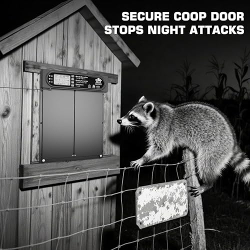 Automatic Chicken Coop Door with Horizontal Dual Opening, Remote & Manual Control, USB Backup, Predator-Proof Larger Opening Size House Door Solar Powered for Chicken, Duck and Poultry, Gray
