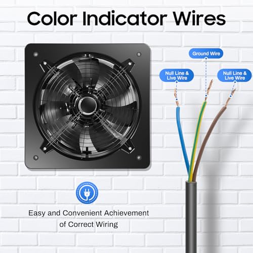 16'' Explosion-Proof Wall Mounted Industrial Fan - 750W High-Velocity Axial Extractor Ventilation Blower, 4700CFM Airflow for Garage, Kitchen, Paint Booth, Utility and Commercial Exhaust Applications