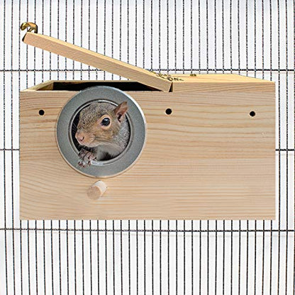 Sturdy Nest Box - Cage Attachment, Hinged Lid, Perching Ledge - for Sugar Glider, Squirrel, Rat, Finch, Parakeet, Lovebird, Parrotlet, Lovebird, Canary, Cockatiel, Other Birds & Small Pets (Large) - size: Large
