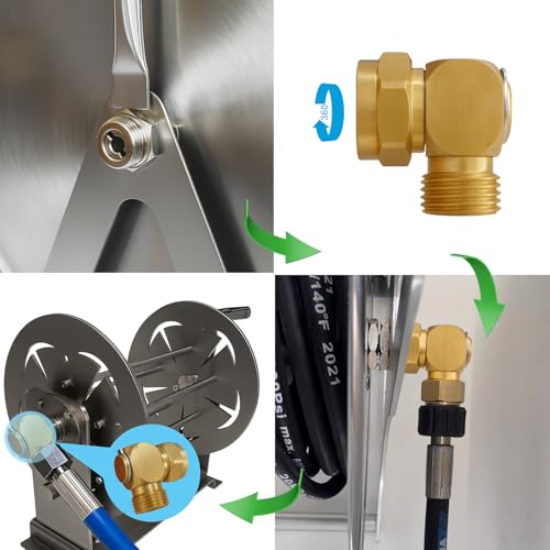 90° Hose Elbow Adapter, Brass 3/4" Garden Hose Connector with PTFE Tape and Washer, Right Angle Anti-Kink, Leak-Proof Fitting for RV, Outdoor Faucets - size: 3/4 Connector