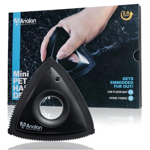 Analan Mini Pet Hair Remover for Car Detailing Supplies, Carpet Dog Hair Remover for Car Interior, Triangle Dog Hair Remover for Auto Detailing, Couch, Furniture, Lint, Carpet(Matte Black) - color: Black