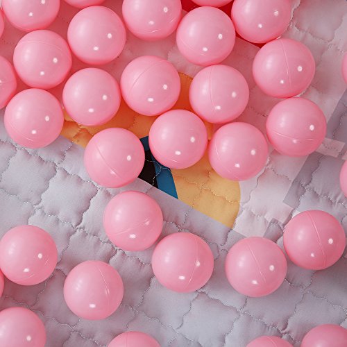 Colorful 100pcs Ball Pit Balls 2.2-inch Plastic Ocean Ball Crush Proof Stress Balls for Kids Pool Ball Playhouse Pit Accessories - color: 100 balls-Pink+beige+transparent
