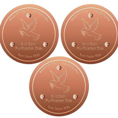 Bird Bath Copper Disk, Pure Copper Bird Bath Purification Disc, Save Cleaning Time, Chemical Free,Safe Natural Solution for Birdbaths Bowls&Waterfall Fountain, Year-Round Use (3 pcs) - style: 3 pcs