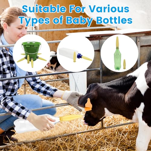 KTXM-Livestock Calf Feeding Bottle with Silicone Nipple, Universal Fit, Food-Grade Material, Anti-Choking Design, 3-Pack, for Farm Animal Nursing