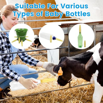 KTXM-Livestock Calf Feeding Bottle with Silicone Nipple, Universal Fit, Food-Grade Material, Anti-Choking Design, 3-Pack, for Farm Animal Nursing