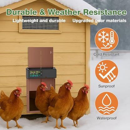 Automatic Chicken Coop Door Solar Powered with Timer&Light Sensor Remote Control 4Modes,Adjustable Anti-Pinch Strength&Weather Poof 1 - color: Dark Brown