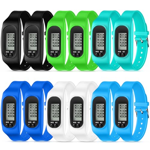 Geyoga Pedometer for Walking Steps and Miles Pedometer Watch Silicone Steps Tracker Running Bracelet Ankle Step Counter for Calorie Burning and Step Counting - color: Cool Neutral Multi