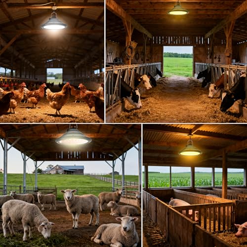 Solar Chicken Coop Light with Timer | Three-Color Dimmable LED, IP66 Waterproof Hanging Ceiling Pendant Light Suitable for Poultry Farms,Coops,Patio,Camping,Garage etc - color: 1pcs