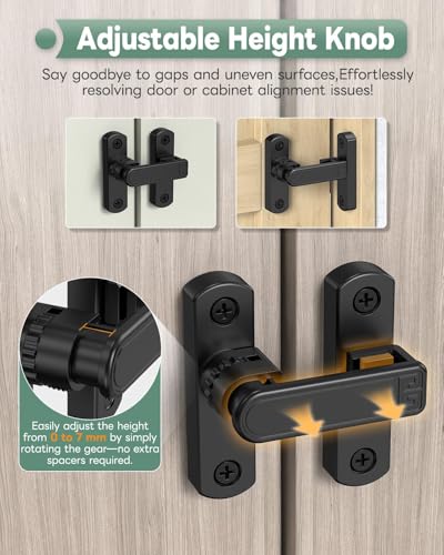 Adjustable Barn Door Locks, 90/180 Degree Sliding Door Latch, Protect Home Security Gate Latch for Bedroom, Barn, Cabinet, Garden, Fence (Black-2 Pcs) - color: Black-2 Pcs