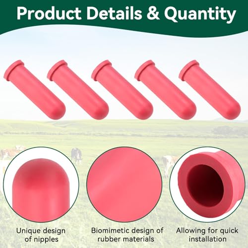 Calf Milk Drink Nipple, 5PCS Calf Feeder Pacifier Cow Nipple Calves Teats Calf Feeder Pacifier Teats Soft Rubber Feeding Teats 10cm Length Rubber Milk Drink Nipples
