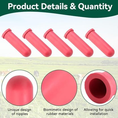 Calf Milk Drink Nipple, 5PCS Calf Feeder Pacifier Cow Nipple Calves Teats Calf Feeder Pacifier Teats Soft Rubber Feeding Teats 10cm Length Rubber Milk Drink Nipples