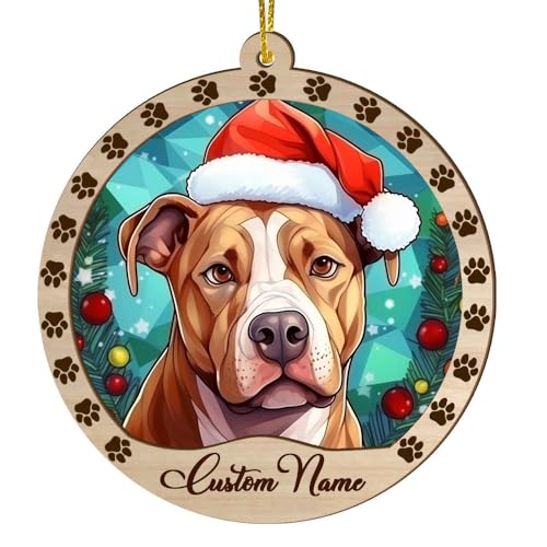 Personalized American Staffordshire Terrier Ornament, American Staffordshire Terrier Christmas Ornament, Custom Name American Staffordshire Terrier Dog Suncatcher for Christmas Tree - color: American Staffordshire Terrier