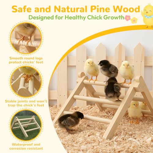 Innoland Chick Perch Foldable, Chick Toys Stable & No Assemble, Baby Chick Toys for Stand Training, 12.44" ×11.02" ×7.44" Chick Roosting Perch for Chicks Brooder | Coop (L) - size: 12.44" ×11.02" ×7.44"