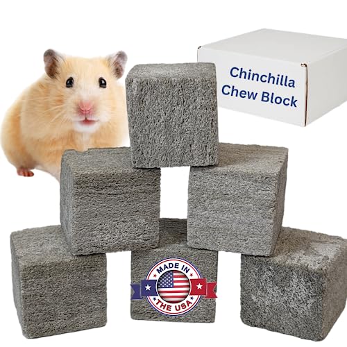 Chinchilla Chew Toys, Pumice Chew Blocks, Lava Block for Hamster, Rat, Mice, Degus, Gerbils, Small Animal Toys, Guinea Pigs, Rabbit Toy, Bunny Toy by Billy Buckskin (Pack of 6)Mined in USA