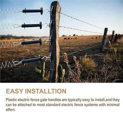 Electric Fence Gate Handle Spring 12-Pack Insulated Fence Gate Handles with Spring Tension, Plastic Replacement Parts