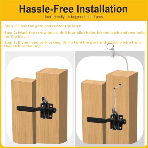 Anti Sag Fence Gate Kit Heavy Duty Gate Corner Brace Bracket, Gate Hardware Kit with Latch and Hinges for Wooden Fences, Driveway Gates, Shed Doors, Corral Gates, Wood Windows（2 Set） - style: 2 Set