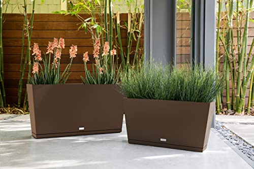 Veradek Midori Long Trough Planter (Espresso, 39 inch - 2 Pack with 2 Saucer Trays) - color: Espresso, size: 39 inch - 2 pack with saucers