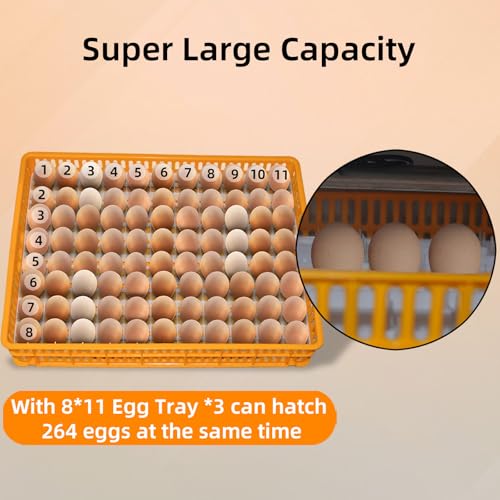 XKV Newly Upgraded 264 Egg Large Incubator with Automatic Egg Turning,Temperature Control and Humidity Control,Hatching Eggs,Chicken,Ducks,Poultry,with a Viewing Window,2026 - size: 264 Egg-210L