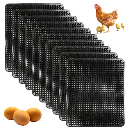 Yalikop 10 Pcs Chicken Nesting Pads Washable 13.8 * 11.6 Nesting Box Pads for Chickens Coop Artificial Grass Rug Accessories Plastic Grass Mat for Chicken Coop Accessories (Black) - color: Black